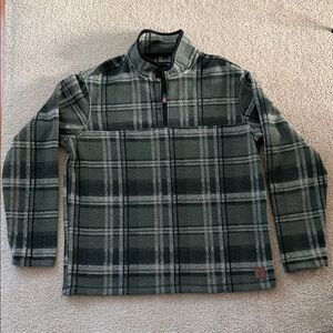 Men’s John Wayne Stock Supply Green/Gray Plaid Fleece 1/4 Zip Pullover